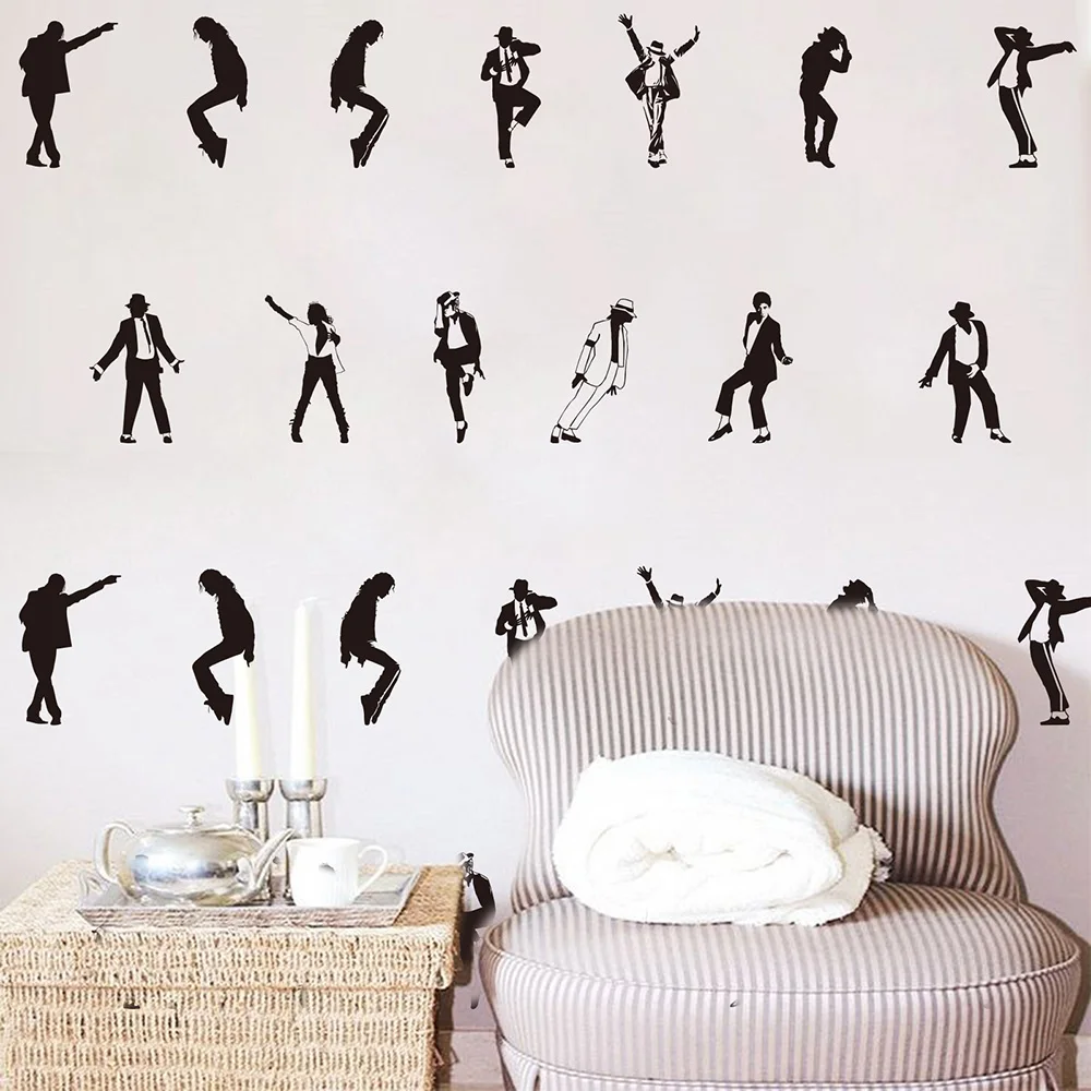 Modern Michael Jackson Dancer Wall Sticker Bedroom Nursery Rock Super Star Dance Music Singer Wall Decal Living Room Vinyl Decor (1)