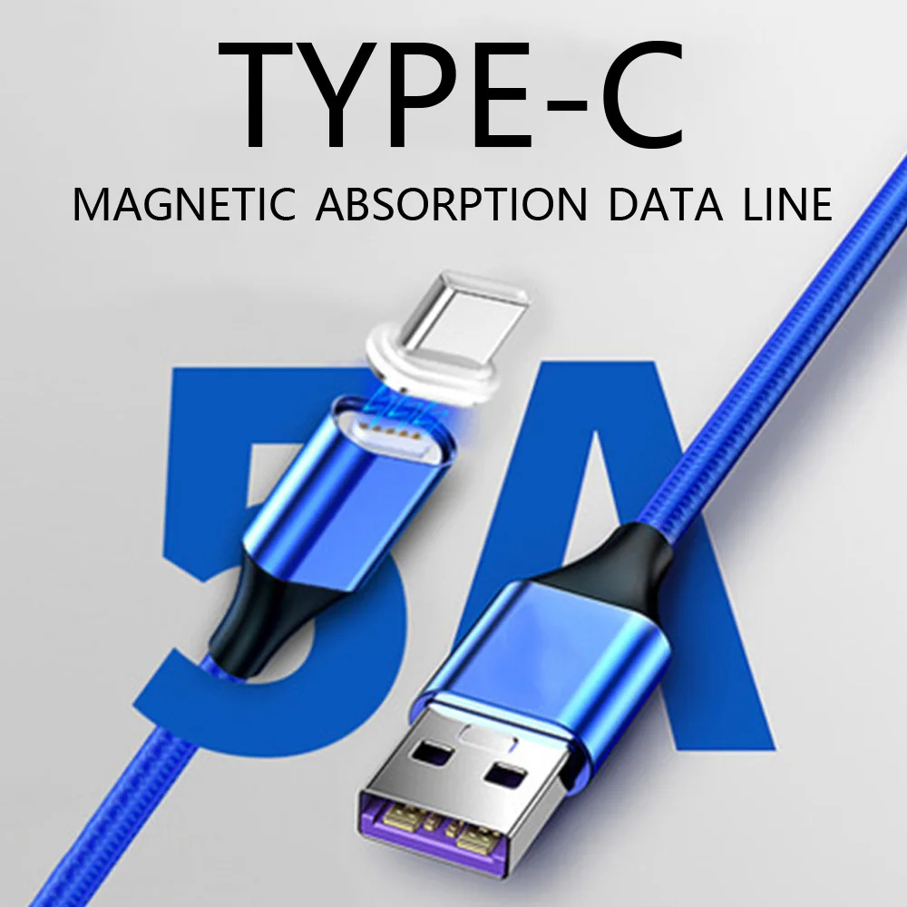 

Magnetic USB Cable Micro USB / C Type For Huawei Xiaomi Fast charging data Synchronous Nylon Braided LED Indicator Charger Cable