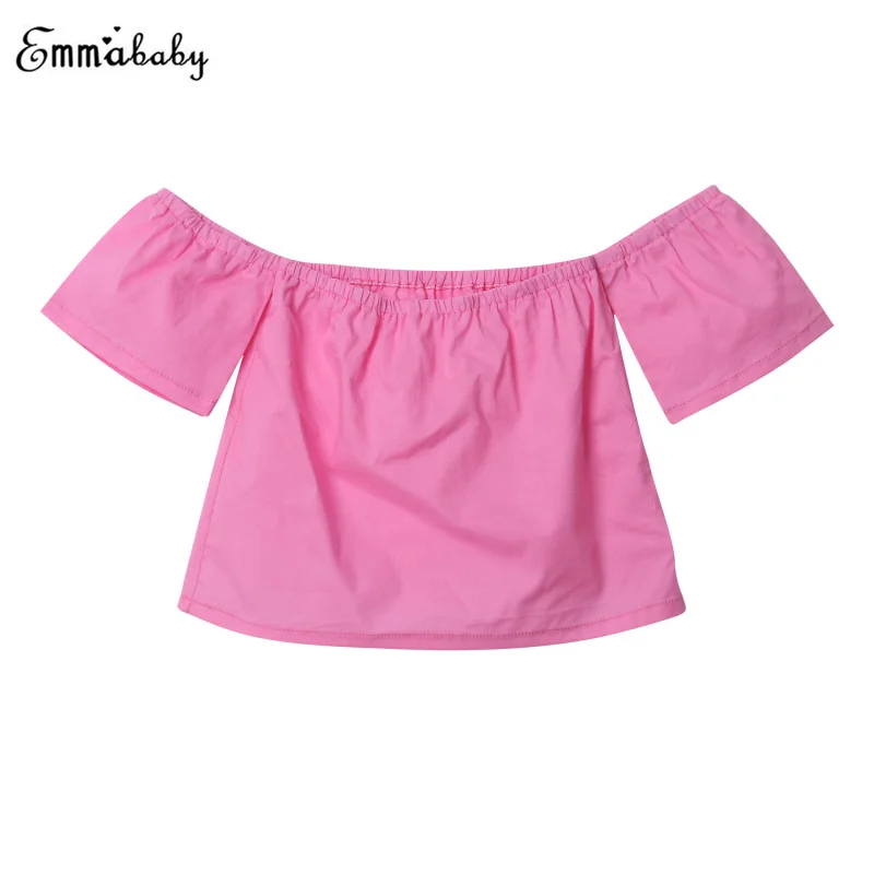 Toddler Infant Baby Kids Clothes Girls Shirt Off Shoulder Cotton T
