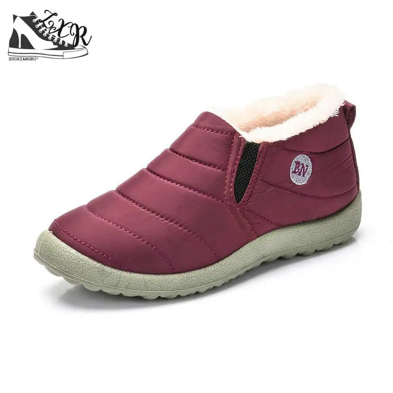 New Style Winter Women Flats Warm Fur boots Slip On Loafers Shoes ...