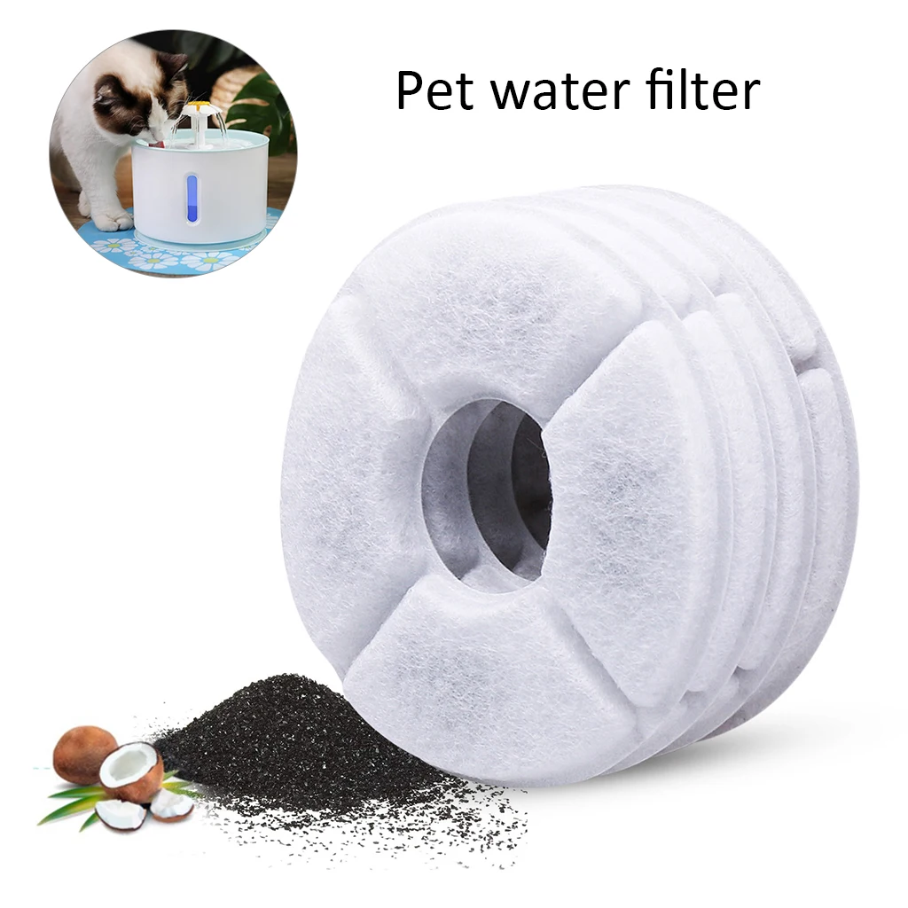 

6pcs/8pcs 360 degree surrounding Activated Carbon Filters Charcoal Filter Replacement for Fountain for Cat Dog Pets Drink Water