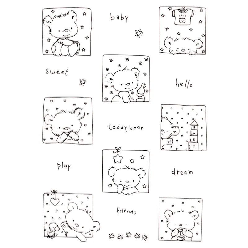 Hello Baby Сладкий сон Мишка записки DIY карт фото учетной записи штамп ясно штамп прозрачный штамп 15*10.6 см