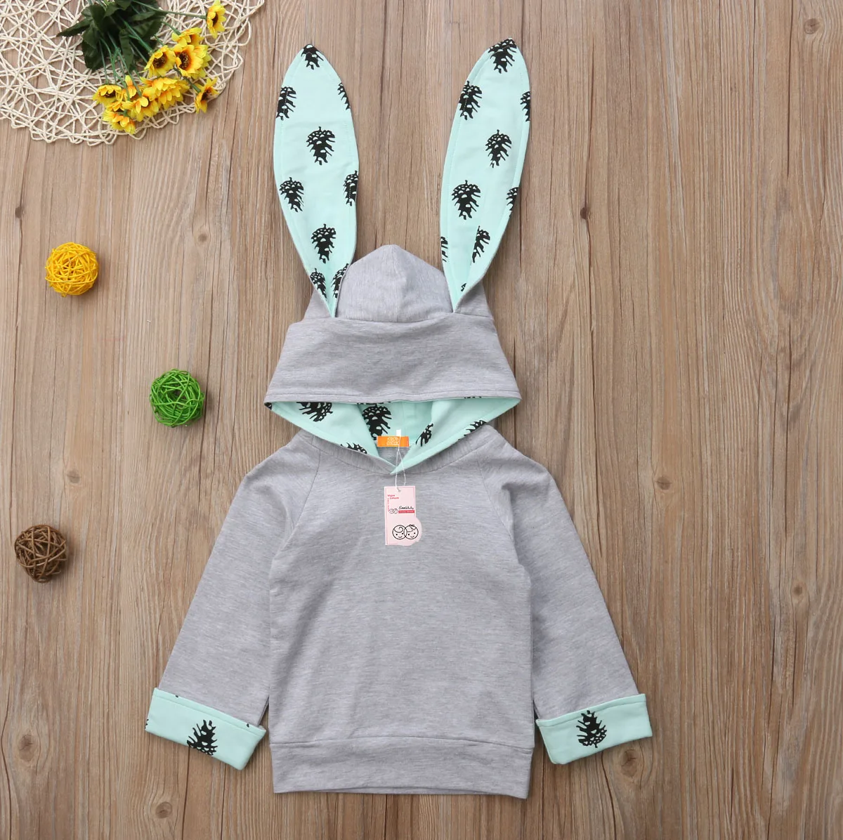 Зимняя куртка для маленьких мальчиков и девочек толстовки с капюшоном кроликом