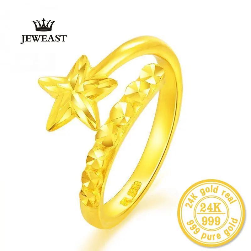 

ZZZ JEWEAST 2023 Women's Pure 24k yellow gold starlight wish Living circle gold ring Fashion&Trendy Female's Rings With