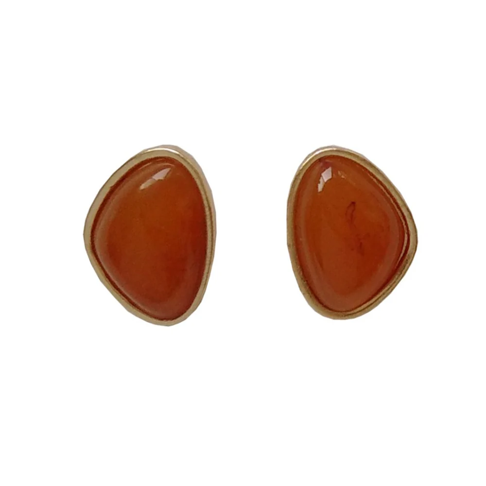 

Bing Tu No Piercing Geometric Irregular Clip On Earrings For Women Resin Jewelry No Ear Hole Red White Ear Cuff Earring