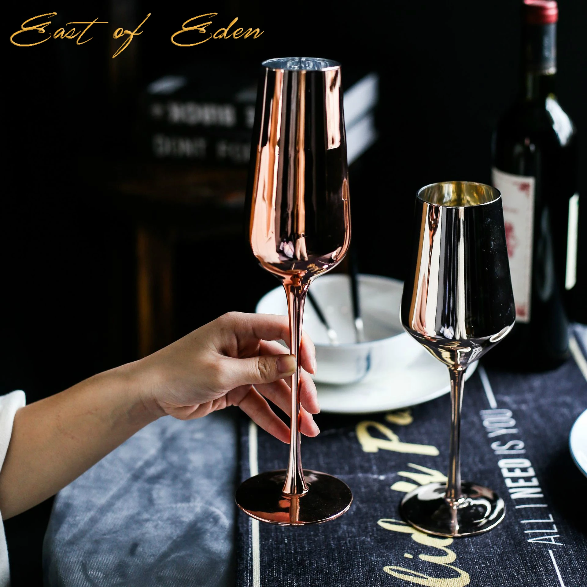 Восточная часть Эдема скандинавский минималистичный Золотой стеклянный бокал для ресторана ЦВЕТ красное вино бокал для шампанского покрытие бокал для вина без свинца
