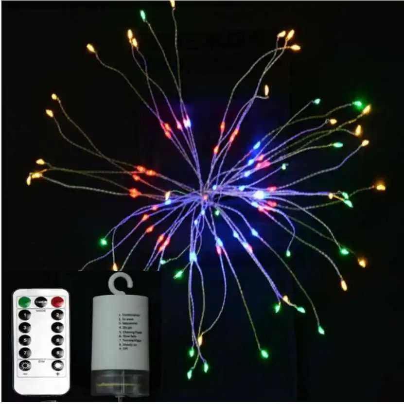 DIY Fireworks LED Fairy String Light Foldable Battery Powered Firework Garland Light for Outdoor Christmas Decoration