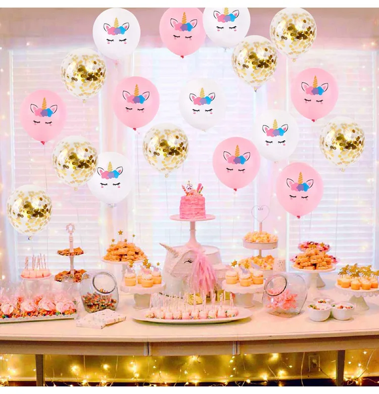 Единорог шар розовое золото конфетти латексный шар воздушный Единорог вечерние украшения Детские воздушные шары ко дню рождения гелиевые вечерние сувениры