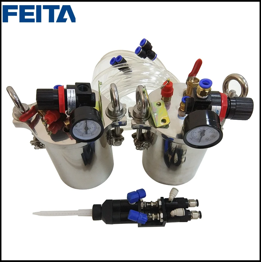  FEITA Semi-auto Glue Dispenser A B Mixing Doming Liquid Glue Dispensing Machine Equipment for Epoxy