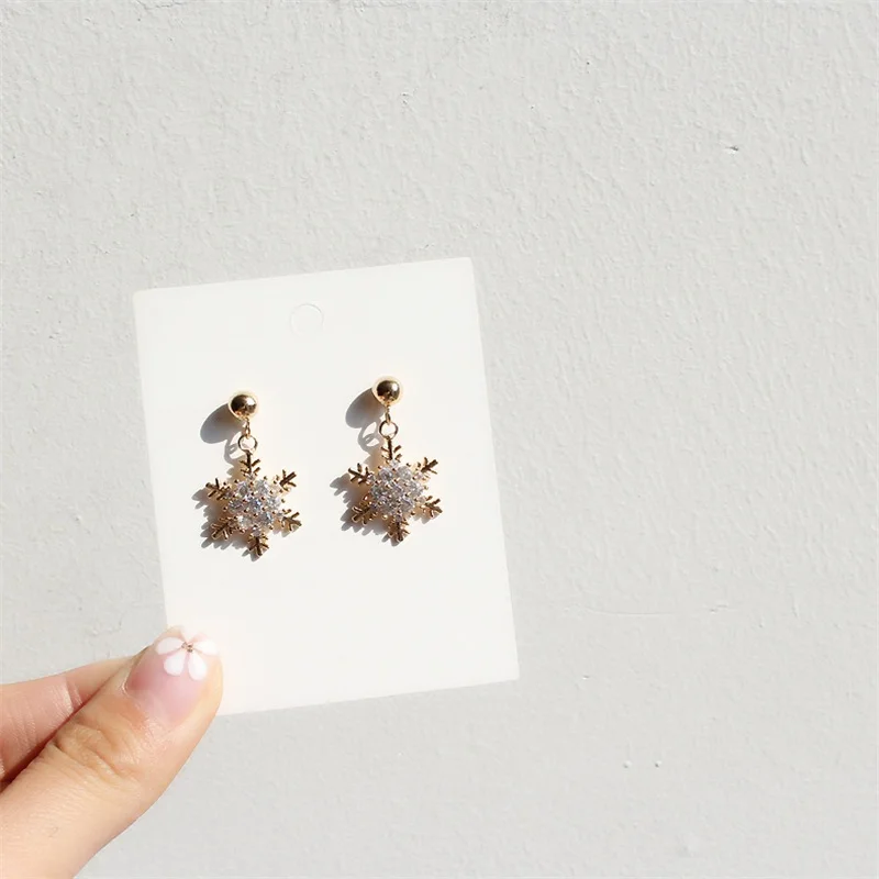 S925 Серебряные серьги иглы корейские инкрустированные цирконием шестиконечная звезда снежинка серьги творческая личность милые серьги