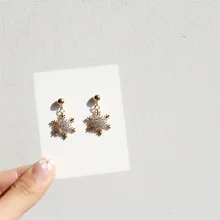 S925 Серебряные серьги иглы корейские инкрустированные цирконием шестиконечная звезда снежинка серьги творческая личность милые серьги