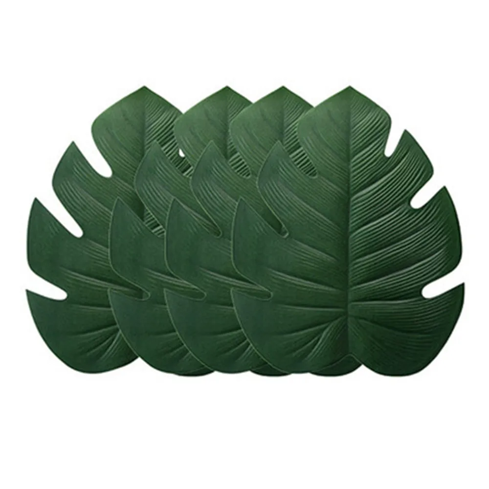 Turtle Leaf Placemat Artificial Green Plant Insulation Non-slip Tableware Home Western anti-hot plate Table Kitchen Decor Mats
