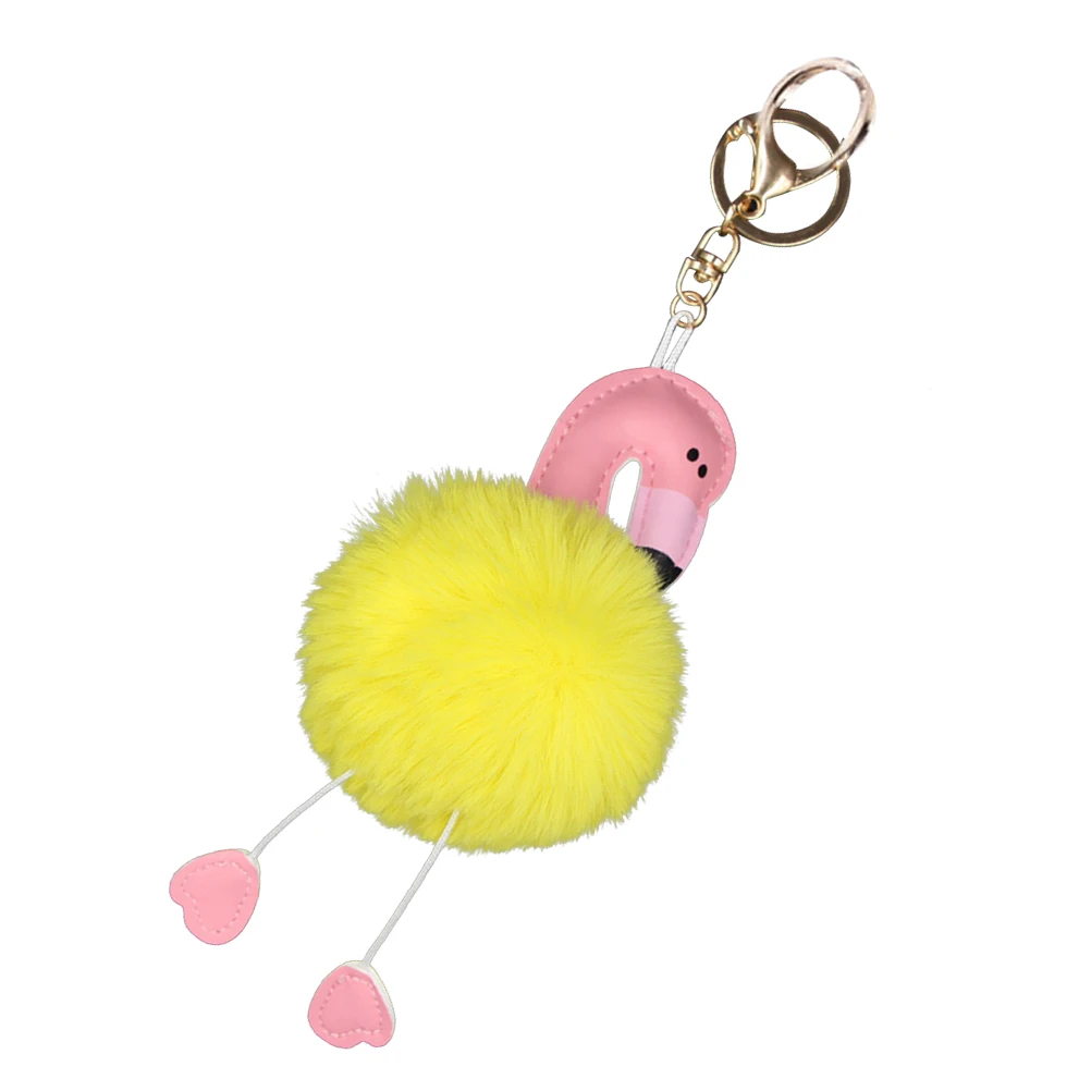 Пушистый брелок для ключей плюшевый брелок в виде фламинго кольцо подвесное украшение(желтый