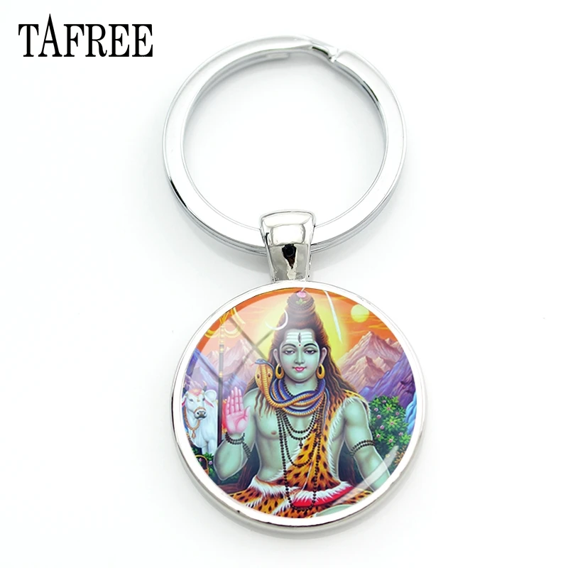 TAFREE Special Lord Shiva Keychains for Bag Car Key Chain Women Men Fashion Religious Hinduism Hot Sale Round Jewelry LS71 | Украшения и