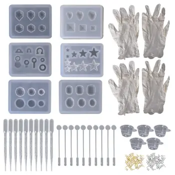 

1 Set Epoxy Resin Kit DIY Jewelry Making Tools Necklace Pendant Silicone Mold Professional Pins Disposable Gloves Measure Cup