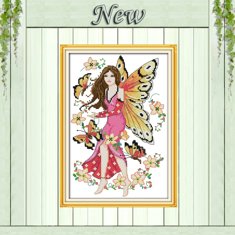 

The butterfly fairy girl painting counted print on canvas DIY DMC 14CT 11CT Chinese Cross Stitch Needlework Sets Embroidery kits