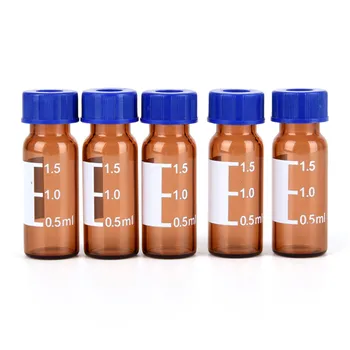 

5pcs Brown Glass Bottles Graduated Round Glass Reagent Bottle With Blue Screw Cap Sample Vials 2ml Injection Glass Vial