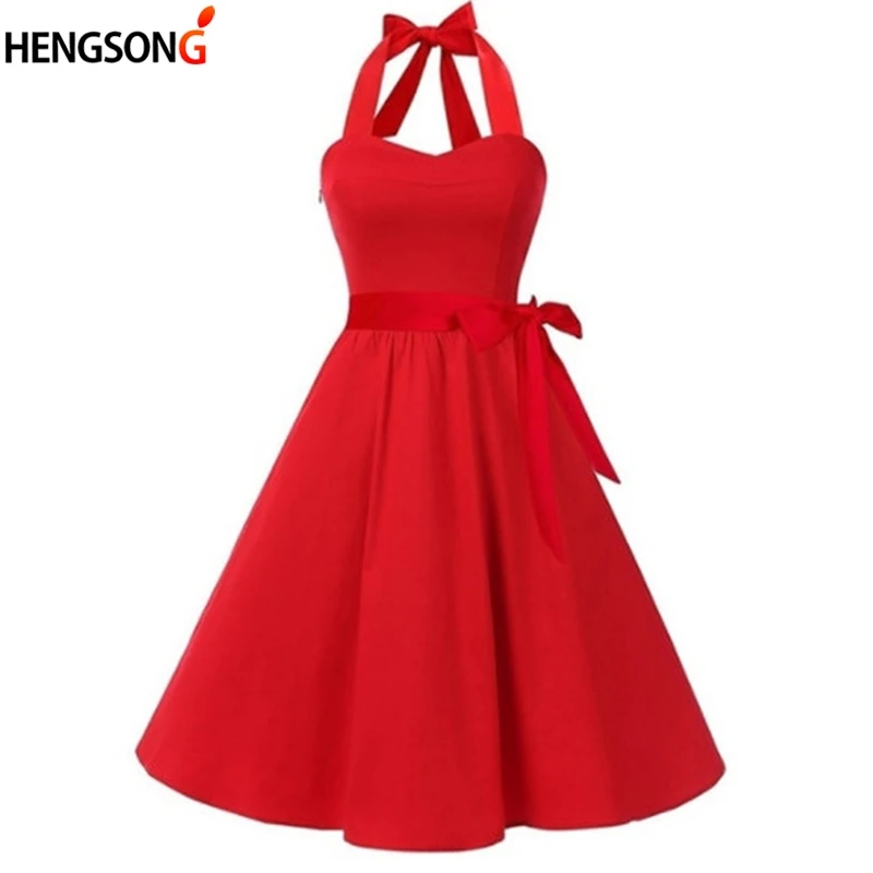 S-4XL женское Ретро винтажное платье 50s 60s рокабилли качели Pin Up летние праздничные