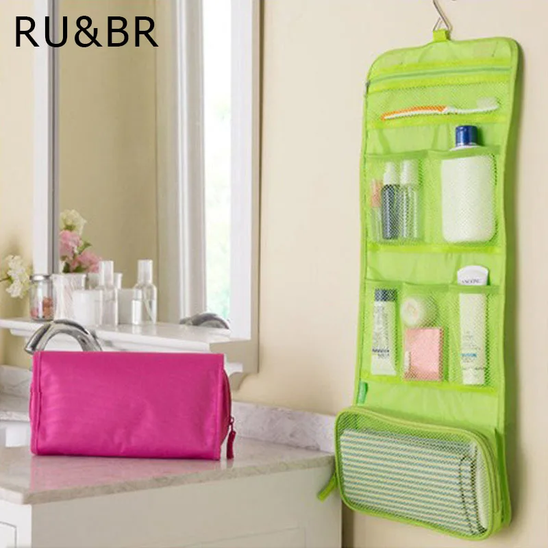 RU BR Promotional New Arrival Folding Cosmetic Bag Fashion Women Makeup Bag Hanging Toiletries organizer Wash