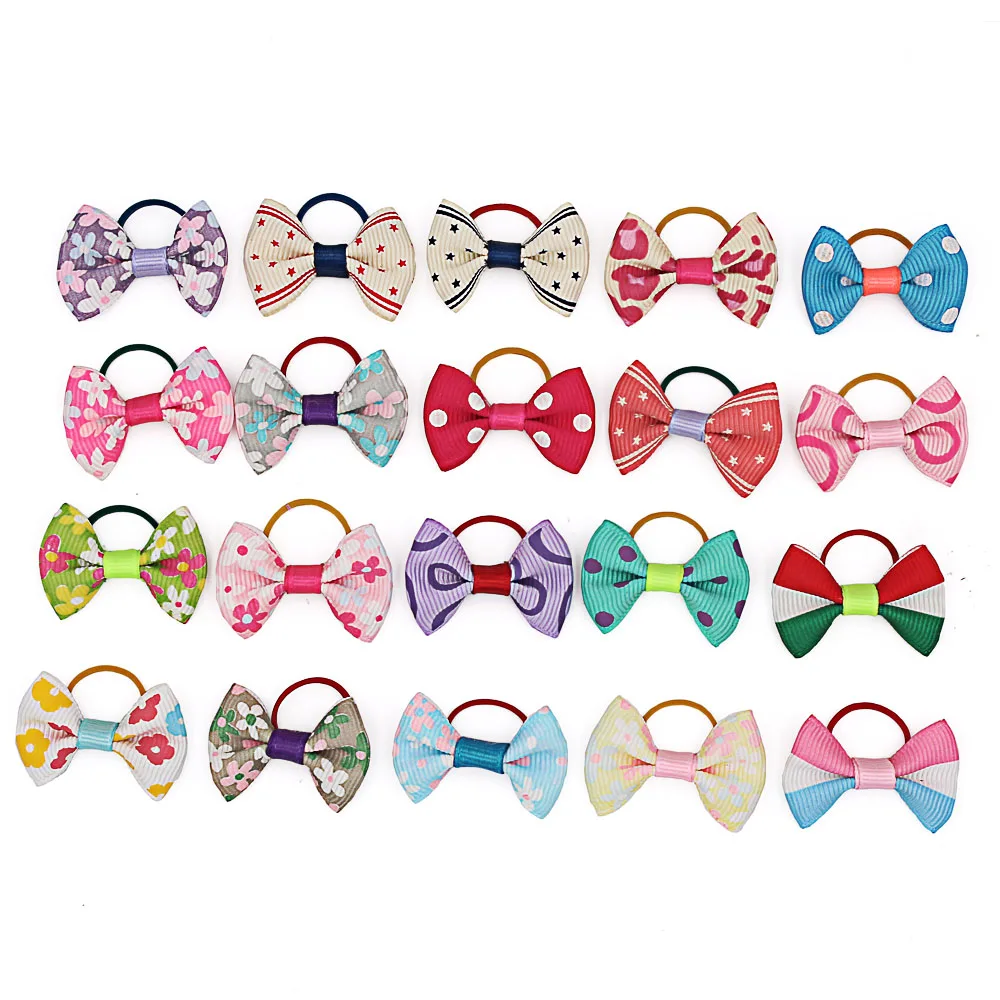 

20PCS/pack Assorted Pet Cat Dog Hair Bows with Rubber Bands Grooming Accessories for Small Dogs Cute Pet Headwear [OR028]