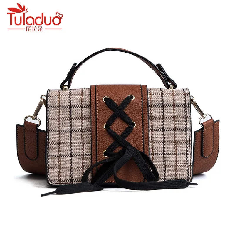 

Fashion Leather Women Messenger Bags Small Plaid Tote Bag Wide Shoulder Strap Women Crossbody for Women Handbags Small Flap