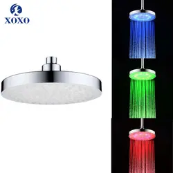 XOXO Ванная комната 3 цвета светодиодный Насадки для душа фонари вручение осадков Круглый дождь Нержавеющая сталь Ванная комната лампа из
