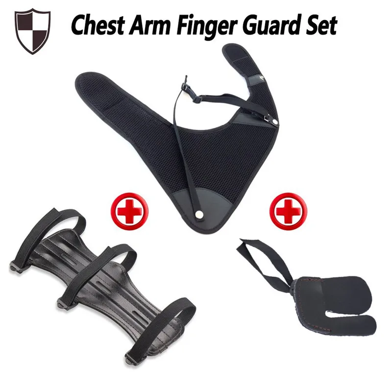 3 in 1 Archery Chest Arm Finger Guards Set For Compound and Recurve