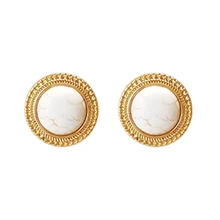

Hot sale Minimalism style Round shape Zinc alloy Earring Natural stone Earring Studs ear jewelry