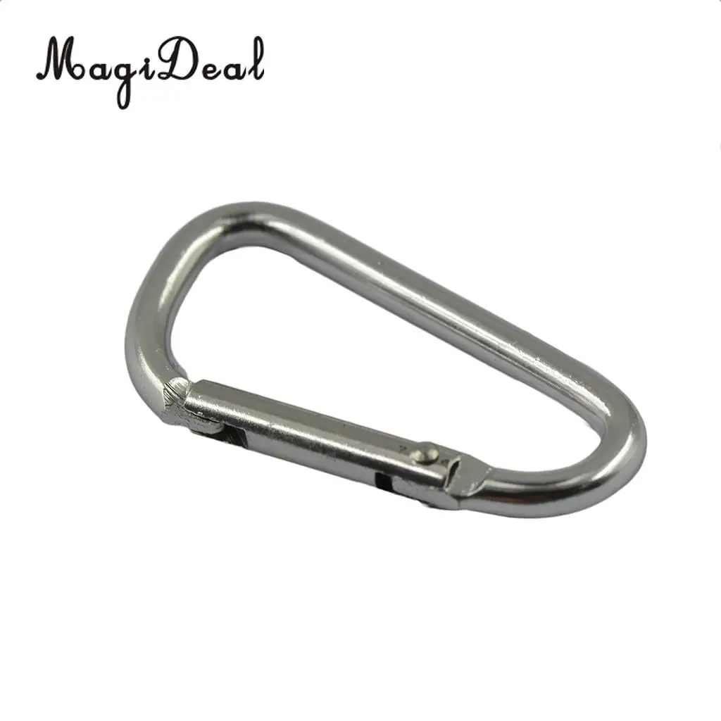 MagiDeal 20pcs Climbing Camping D Shape Hiking Carabiner Buckle Snap Spring Clip Hook Keychain Silver for Rock Climbing Access