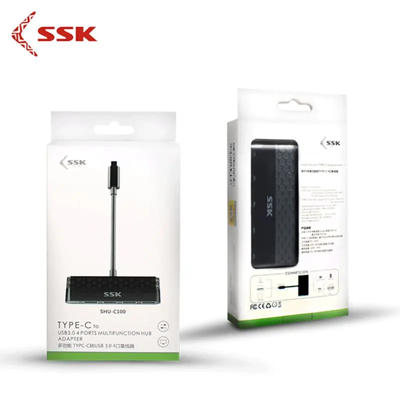 SSK Многофункциональный type-C концентратор type-C к type-C+ 4 порта USB3.0 адаптер type-C адаптер с PD кабель передачи данных Высокоскоростной