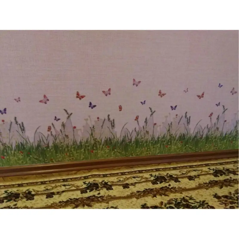 Виниловые цветы трава забор Настенная Наклейка в детскую художественную домашнюю бабочку цветок зеленые наклейки на стену с изображением травы съемный домашний двор наклейка