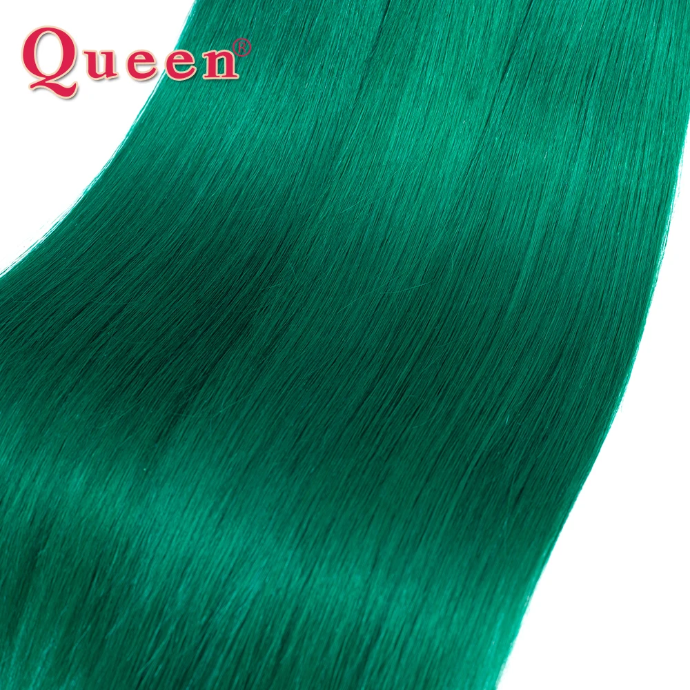 Queen hair продукты перуанский прямо 2 Tone Ombre зеленый человеческих волос 1B/бирюзовый темные корни зеленый 1/3/4 Связки Волосы remy