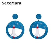 SexeMara новые милые астронавт акриловые серьги для женщин круглые полые кошка пингвин серьги в виде животных Женские аксессуары для девочек SX004
