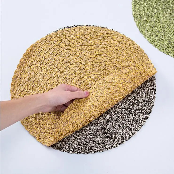 

Fyjafon 2/4/6pieces Kitchen Table Mats Set Round PP Placemats Waterproof Bowl Place Mat Heat Protection Table Mat Diameter 38cm