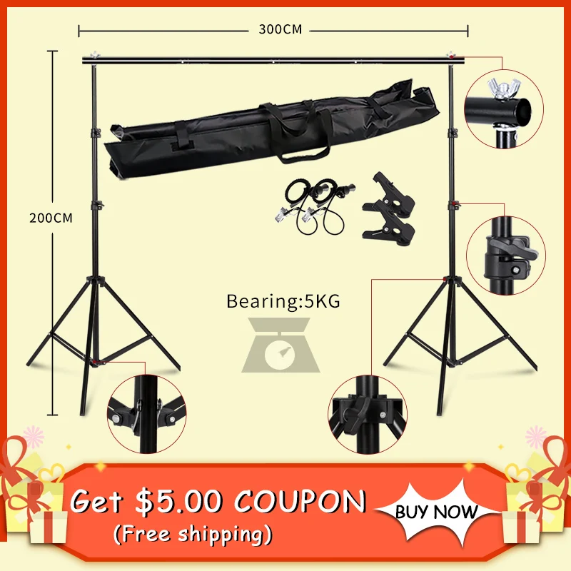 

Backdrops Frame 2X3M Background Stand Support System Photography Studio Background Holder Photo & Camera Accessories + Carry Bag