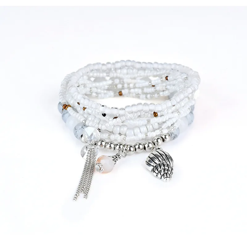 Покрытие антикварным золотом 16 Design Bohemian Ethnic Multilayer Vintage New Beads Bracelets Boho Statement Tassel Pearl Charms Wrap Bracelet Bangles - Окраска металла: Покрытие антикварным золотом