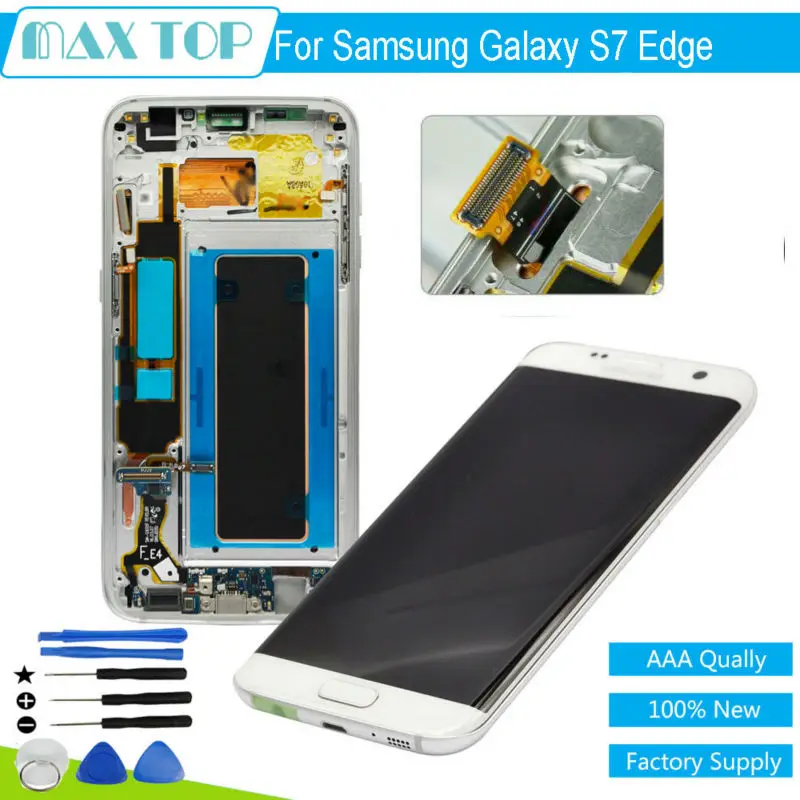 

100% Tested 5.5'' 2560*1440 For Samsung galaxy S7 edge G9350 G935F G935FD LCD Display+Touch Screen Digitizer Assembly + Frame