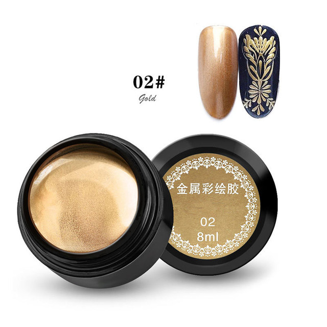 Effect Nail Gel Rose Gold Silver UV LED Draw Painting Stamping Nail Art Color Gel Polish Manicure Long Lasting Gel Vernish