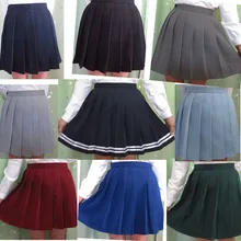 Модная женская японская школьная форма с высокой талией, плиссированная юбка, S-XXL, разноцветная Однотонная юбка для косплея, JK, Студенческая юбка