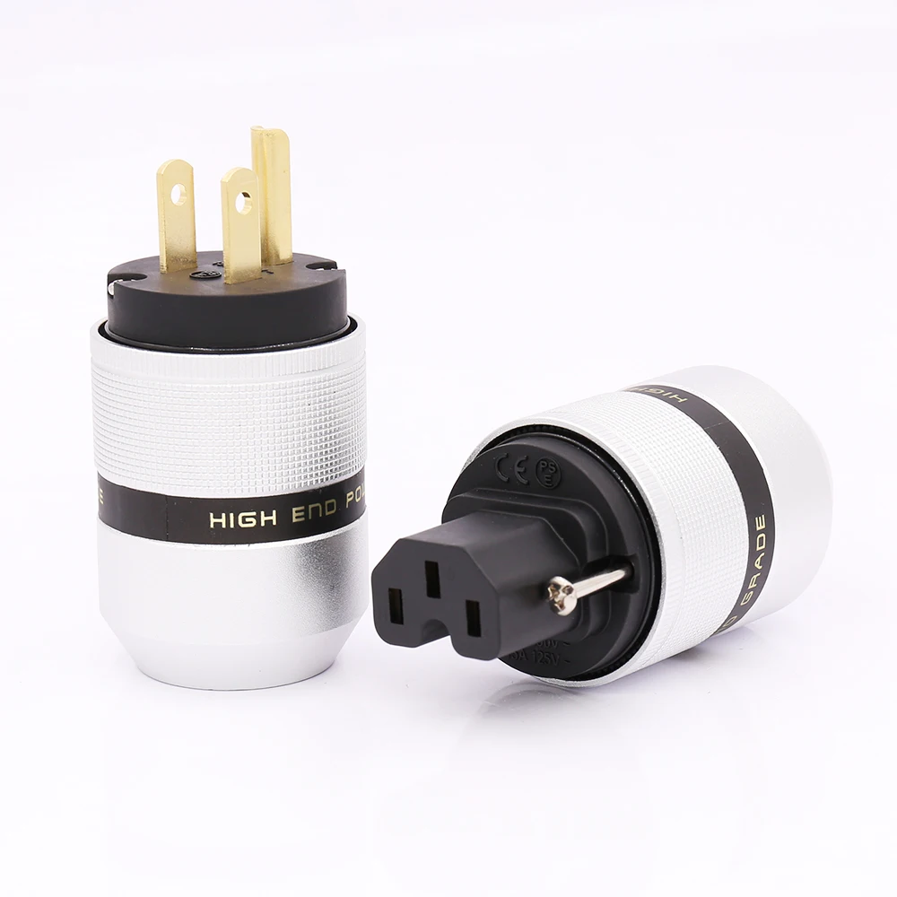 Hifi Audio Aluminum US Power connector Gold Plated power plug + IEC