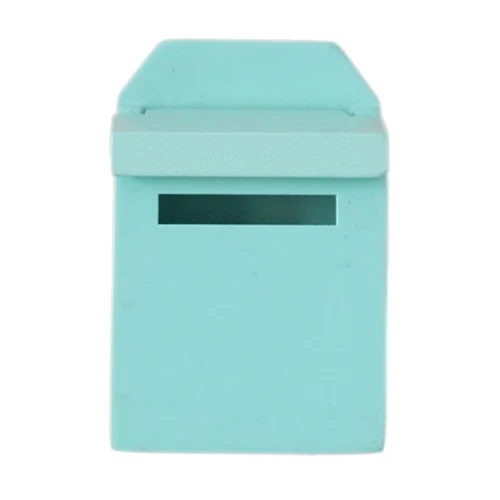 

1/12 Wooden Mailbox Dollhouse Miniature Fairy Garden Decor Mint green