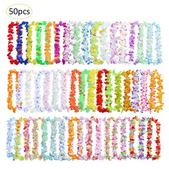 

50PCS Hawaiian Wreath Party Beach Tropical Flower Necklace Hawaiian Petal Festival Party Artificial Decorations Wedding Supplies