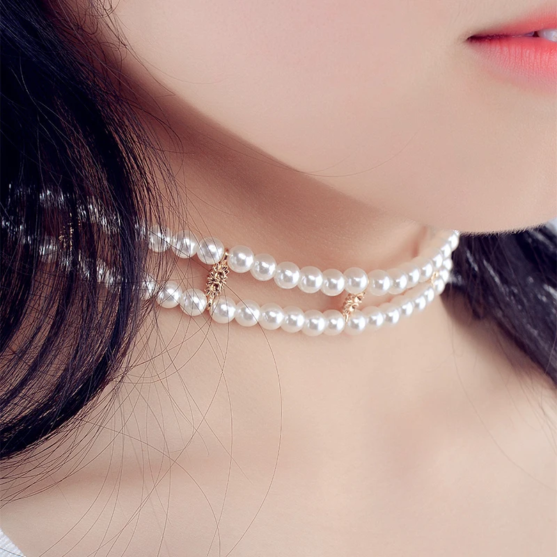 Женское Двухслойное ожерелье чокер с жемчугом|chokers necklaces for women|choker necklacepearl choker