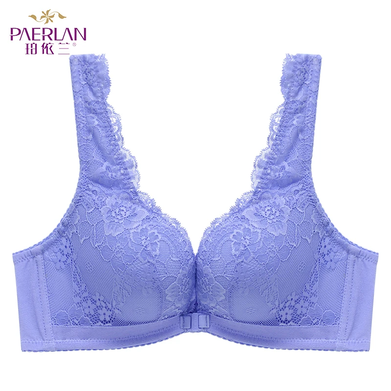 Goedkoop PAERLAN Draad Gratis Voorsluiting Lace vrouwelijke Naadloze beha Sexy in de zomer Kleine borsten dikke Push Up vest ondergoed vrouwen