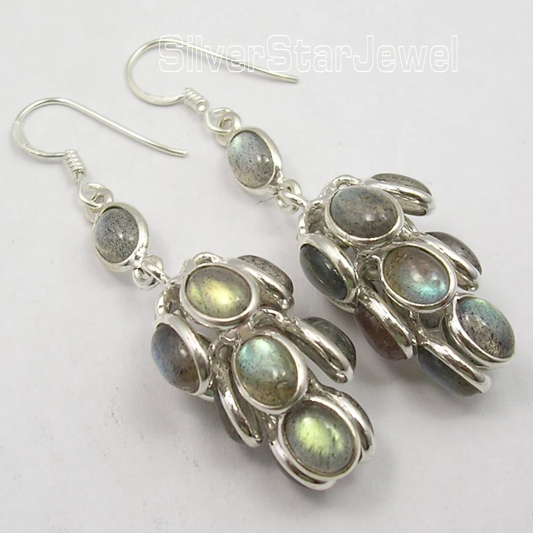 

Silver LABRADORITE GRAPES Dangle Earrings 5.7CM