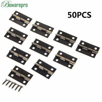 

50PCS Antique Hinge Square Antique Door Hinges For Wooden Cabinet Drawer Jewellery Box Furniture Hinge Hardware Bronze 24*16MM