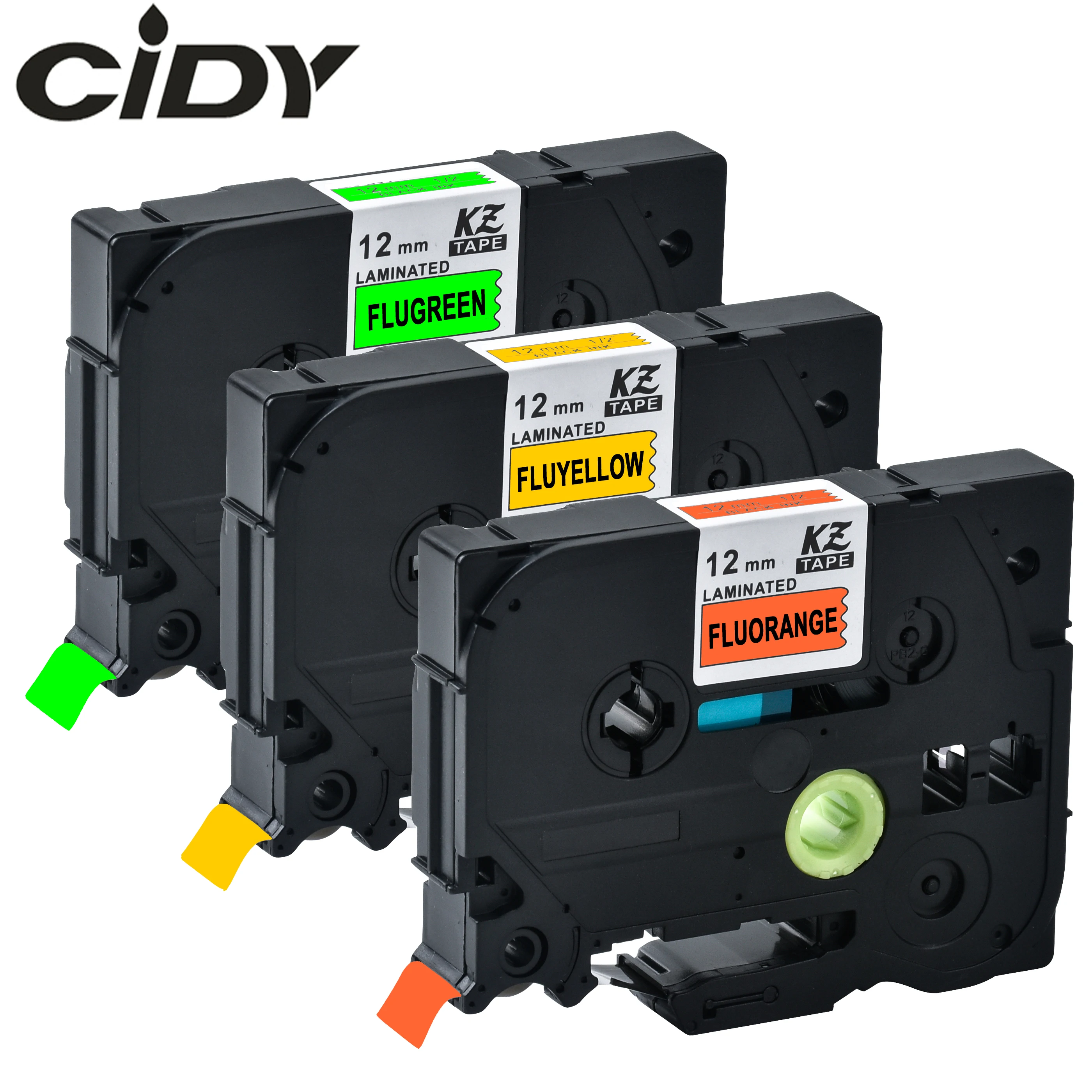 Cidy 12mm Mixed Fluorescent Color Laminated Compatible Tze-b31 Tze-c31 ...