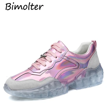

Bimolter New Brand Sneakers High Quality Shining Party Dancing Night Club Shoes Woman Flats Platfroms Spring Summer Shoes NB199