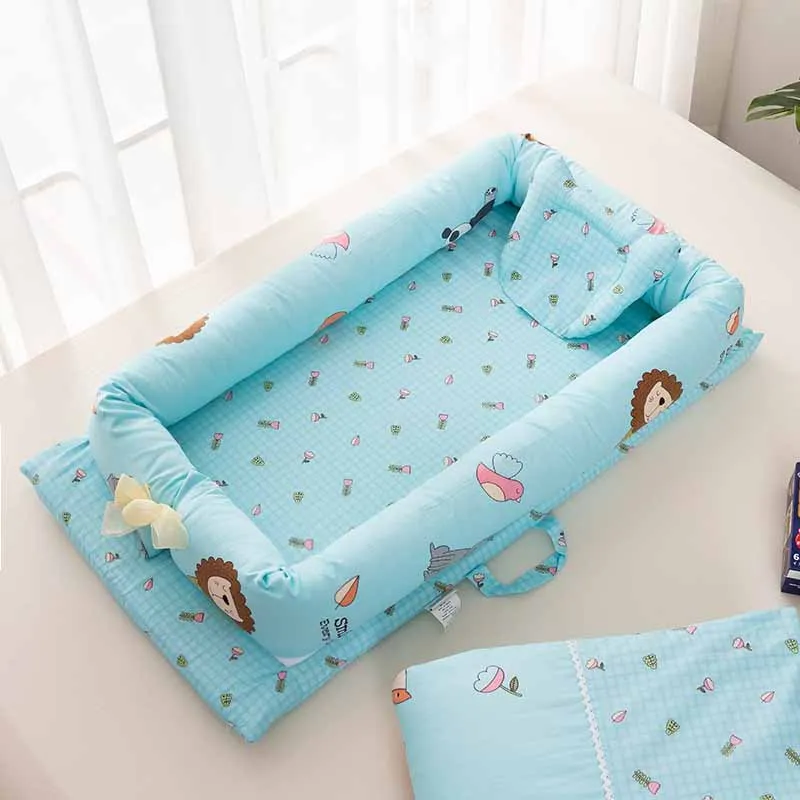Хлопковая детская кроватка, переносная съемная и моющаяся кроватка, дорожная кровать для детей, детская хлопковая колыбель, Прямая поставка - Цвет: 002