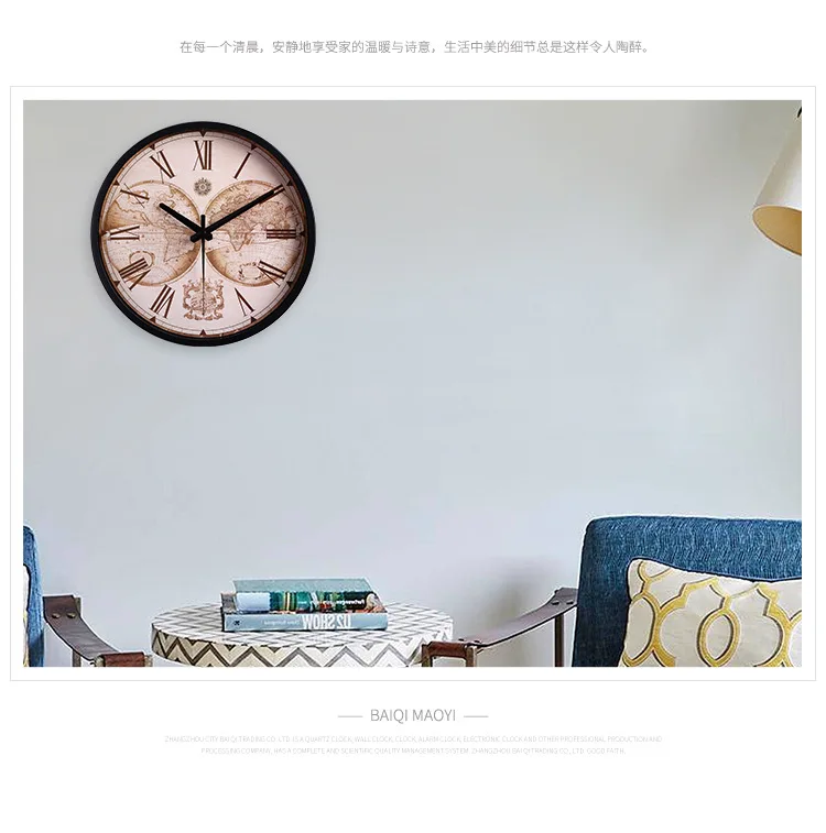 Европейский стиль ретро настенные часы 12 дюймов гостиная Оригинальное творчество железные рамочные настенные часы оптовые продажи от производителей